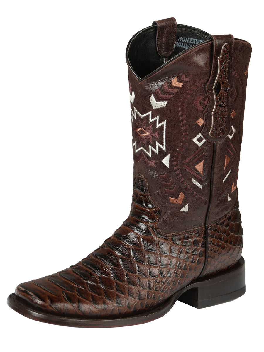 El General Men's Python Imitation Rodeo Boots Brown 45095