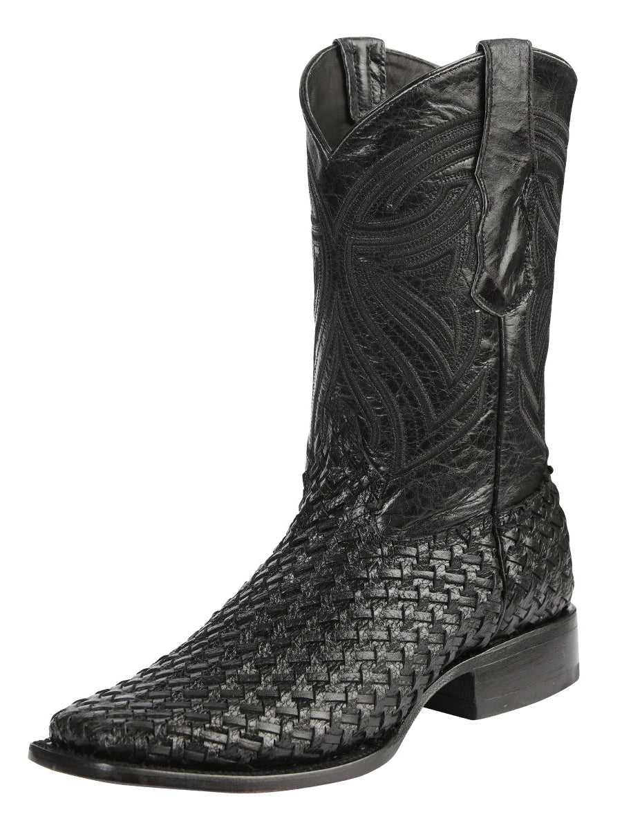 El General Men's Leather Rodeo Boots Petatillo - Black 45096
