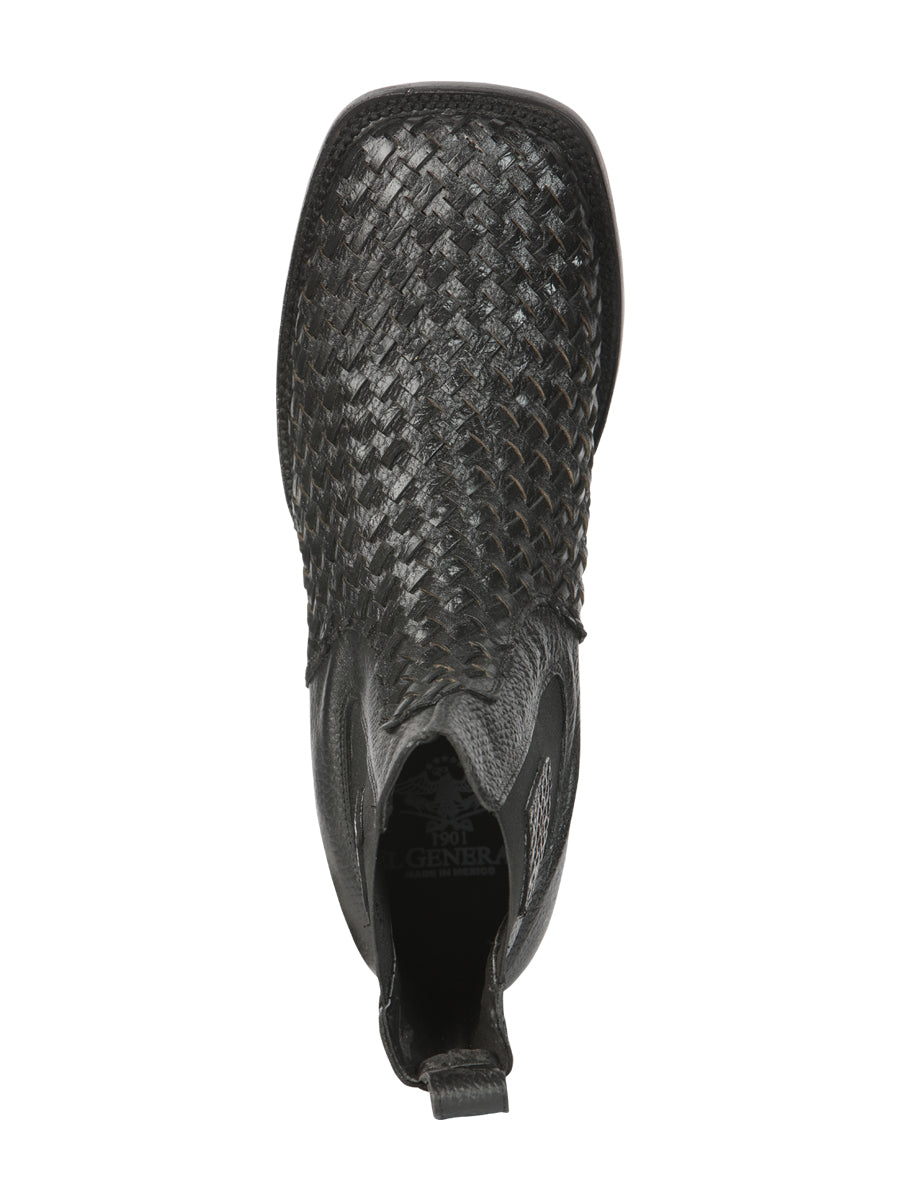 El General Men's Rodeo Black Petatillo Woven Ankle Boots 45181