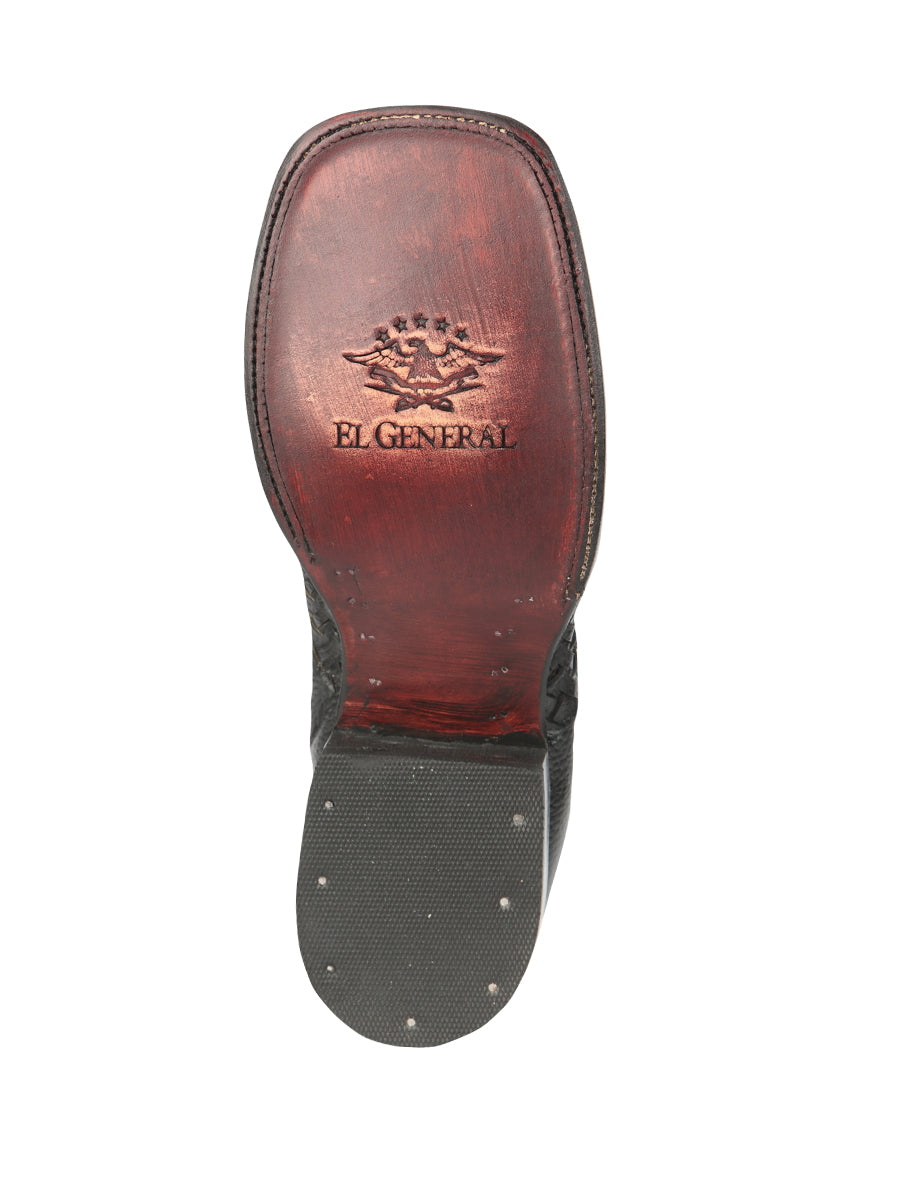 El General Men's Rodeo Black Petatillo Woven Ankle Boots 45181