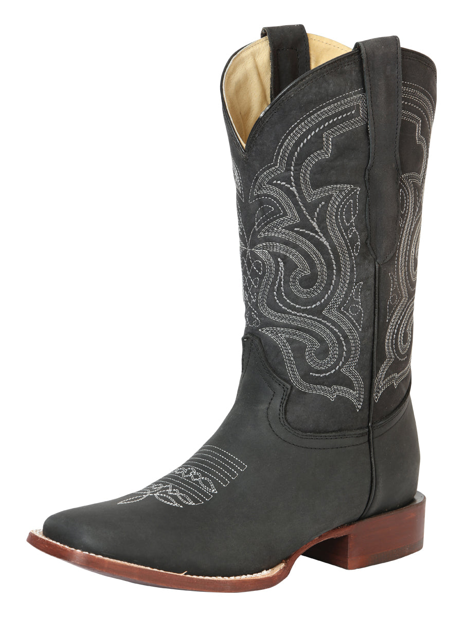 El General Men's Rodeo Boot - Crazy Leather - Black 45207