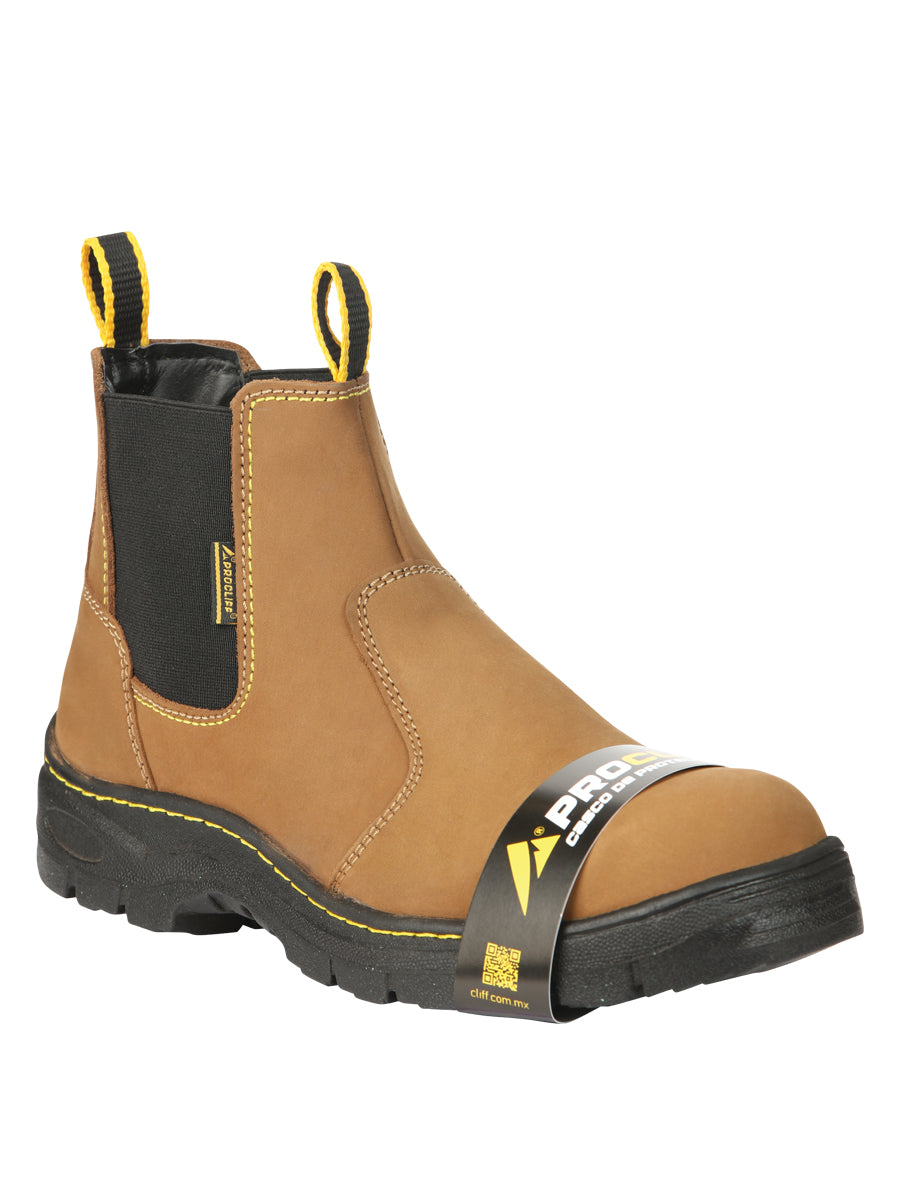 ProCliff Slip-On Steel Toe Work Shoes for Men – Nubuck Maple, Made in Mexico 45284
