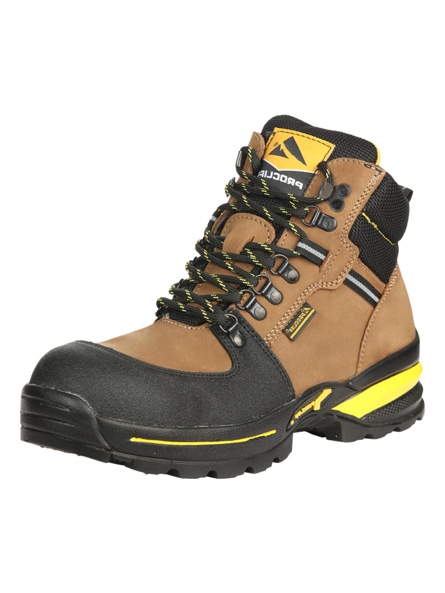 ProCliff Steel Toe Work Shoes for Men – Nubuck Maple, Lace-Up, Made in Mexico 45286