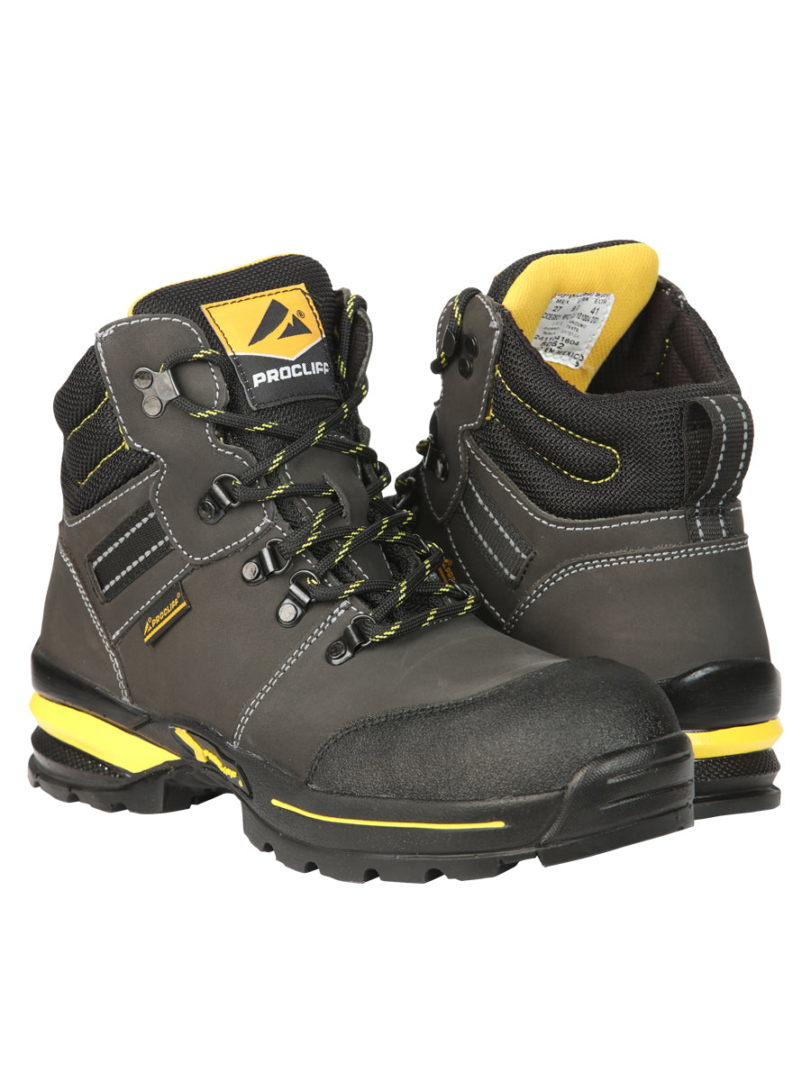 ProCliff Steel Toe Work Shoes for Men – Nubuck Grey, Made in Mexico 45288