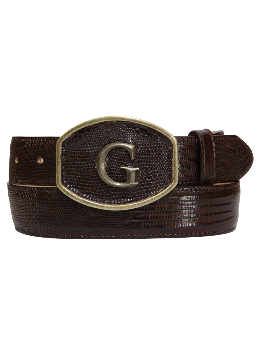 El General Exotic Lizard Leather Cowboy Belt - Brown 45302