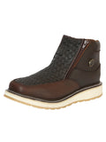 Sefeni Men's Double Zipper Shoe Crazy Leather Choco 45395