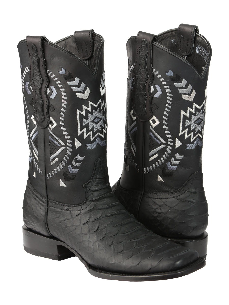 El General Men's Python Print Rodeo Boots - Black 45398