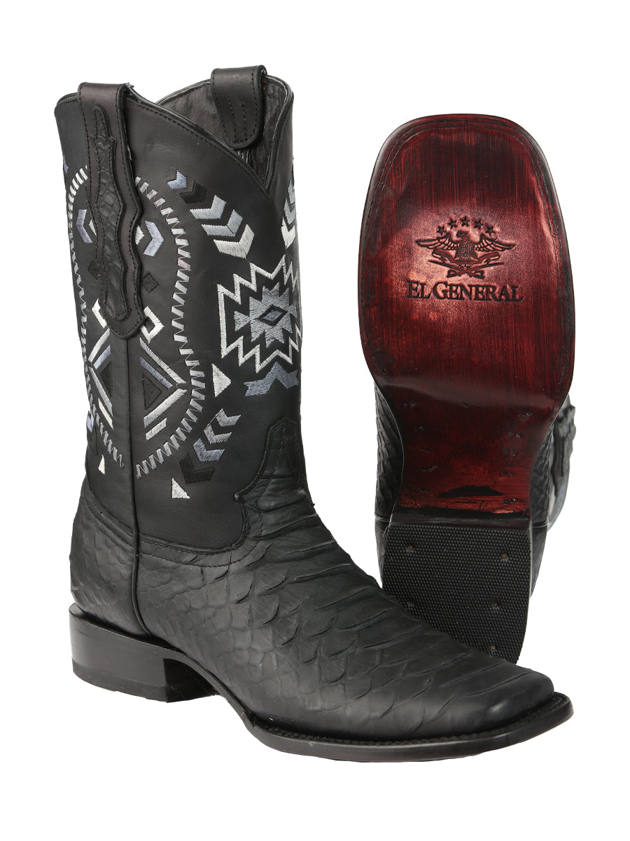 El General Men's Python Print Rodeo Boots - Black 45398