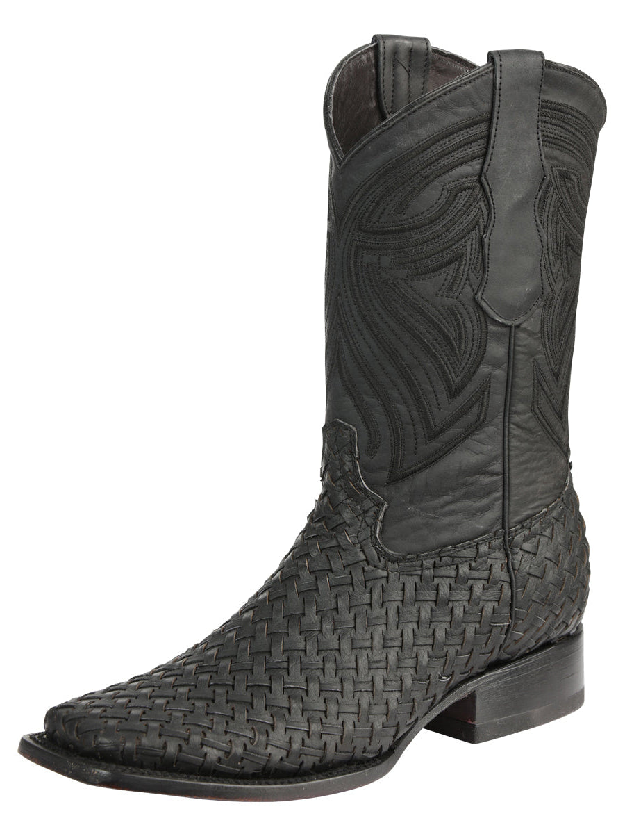 El General Men's Leather Rodeo Boots Petatillo - Black 45400