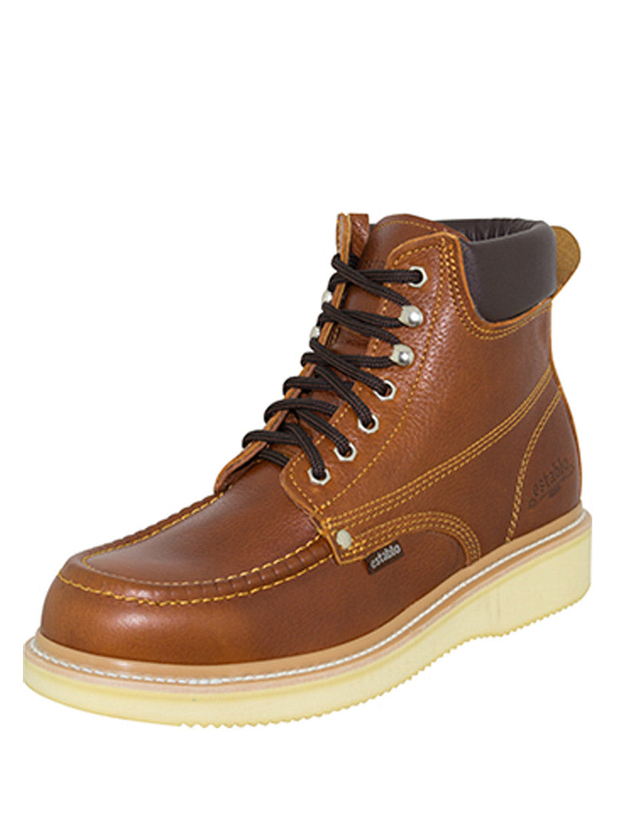 ESTABLO Men's Leather Lace-up Ankle Work Boot - Made in Mexico - Grizzly Honey 45428