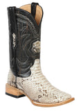 El General Men's Exotic Python Leather Cowboy Boots - Natural 45501