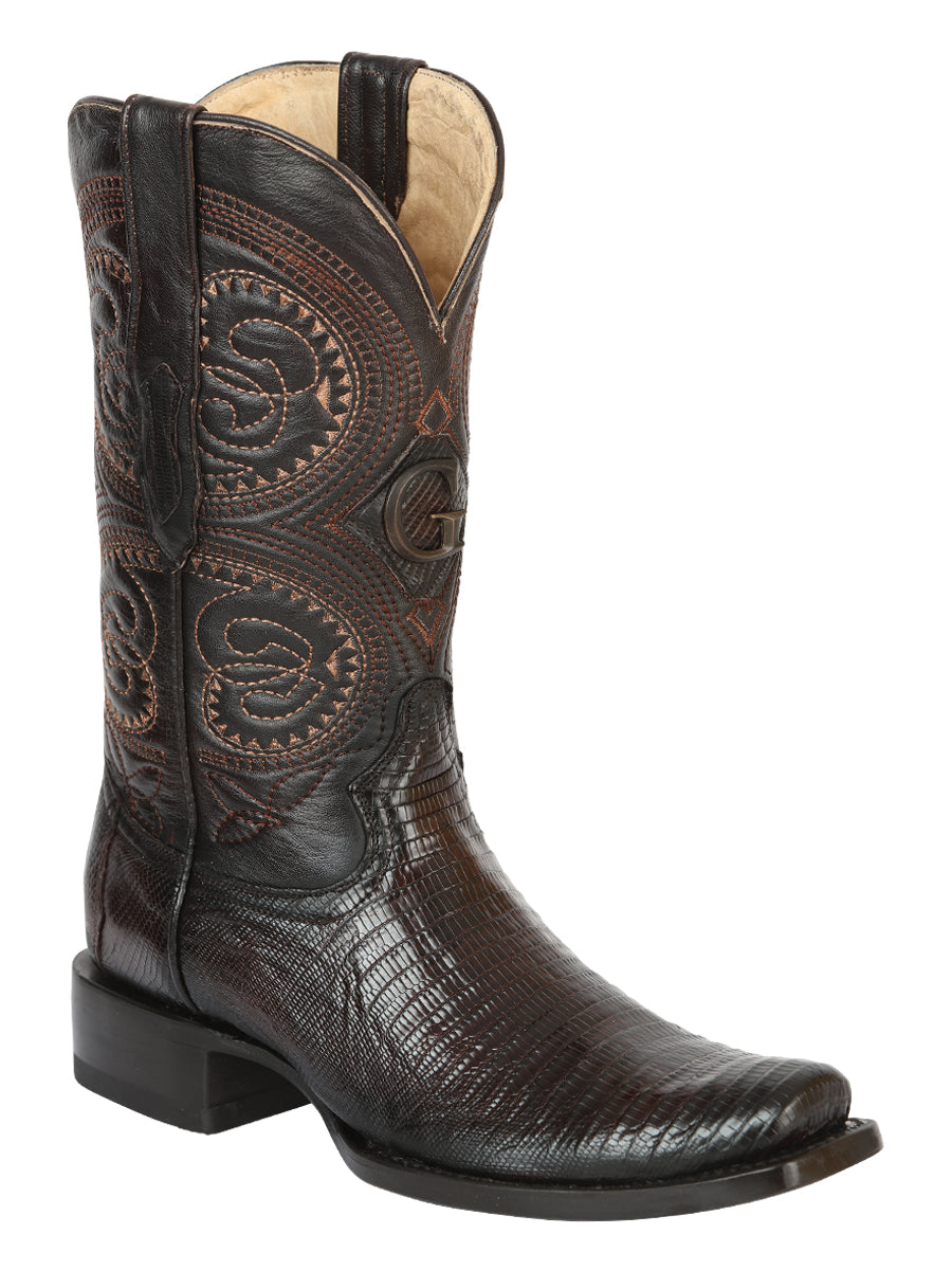 El General Men's Exotic Lizard Cowboy Boots - Brown - Style 45513