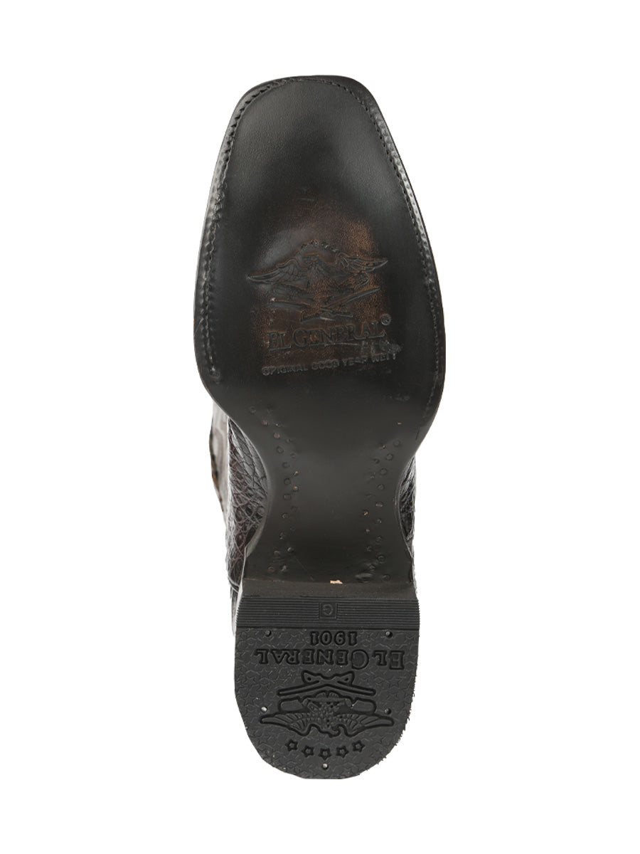 El General Men's Exotic Hornback Caiman Cowboy Boots - Brown 45522