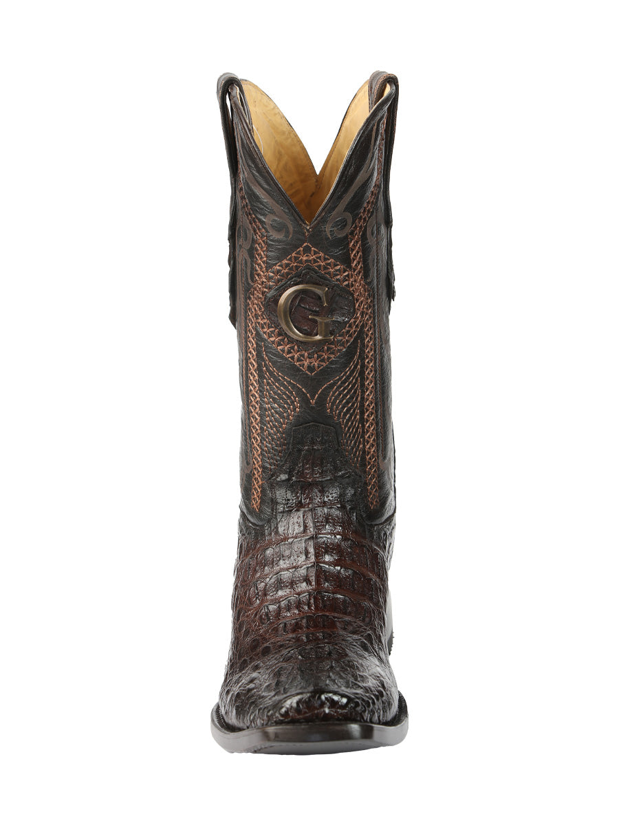 El General Men's Exotic Hornback Caiman Cowboy Boots - Brown 45522