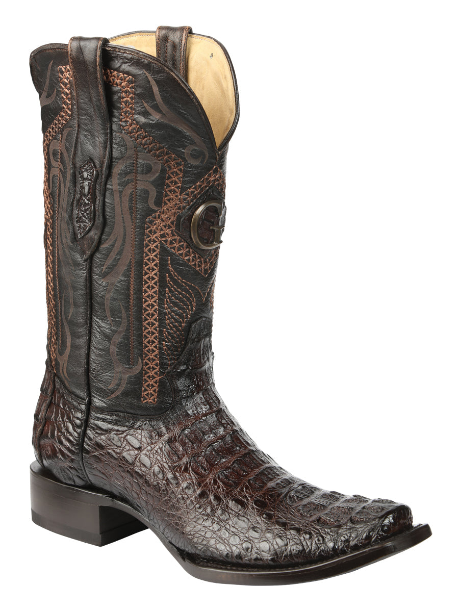 El General Men's Exotic Hornback Caiman Cowboy Boots - Brown 45522