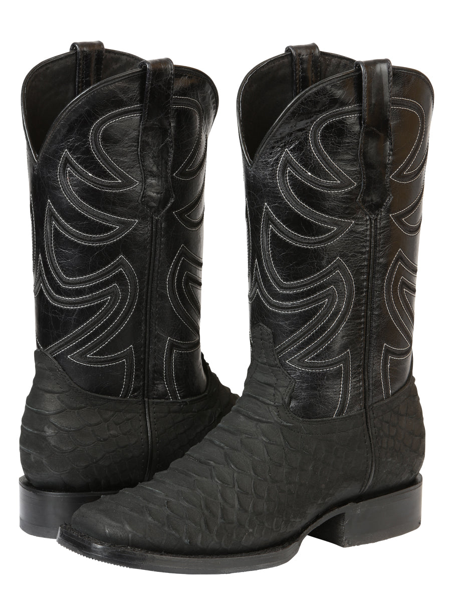 El General Men's Rodeo Boot Imitation Python Black 45561