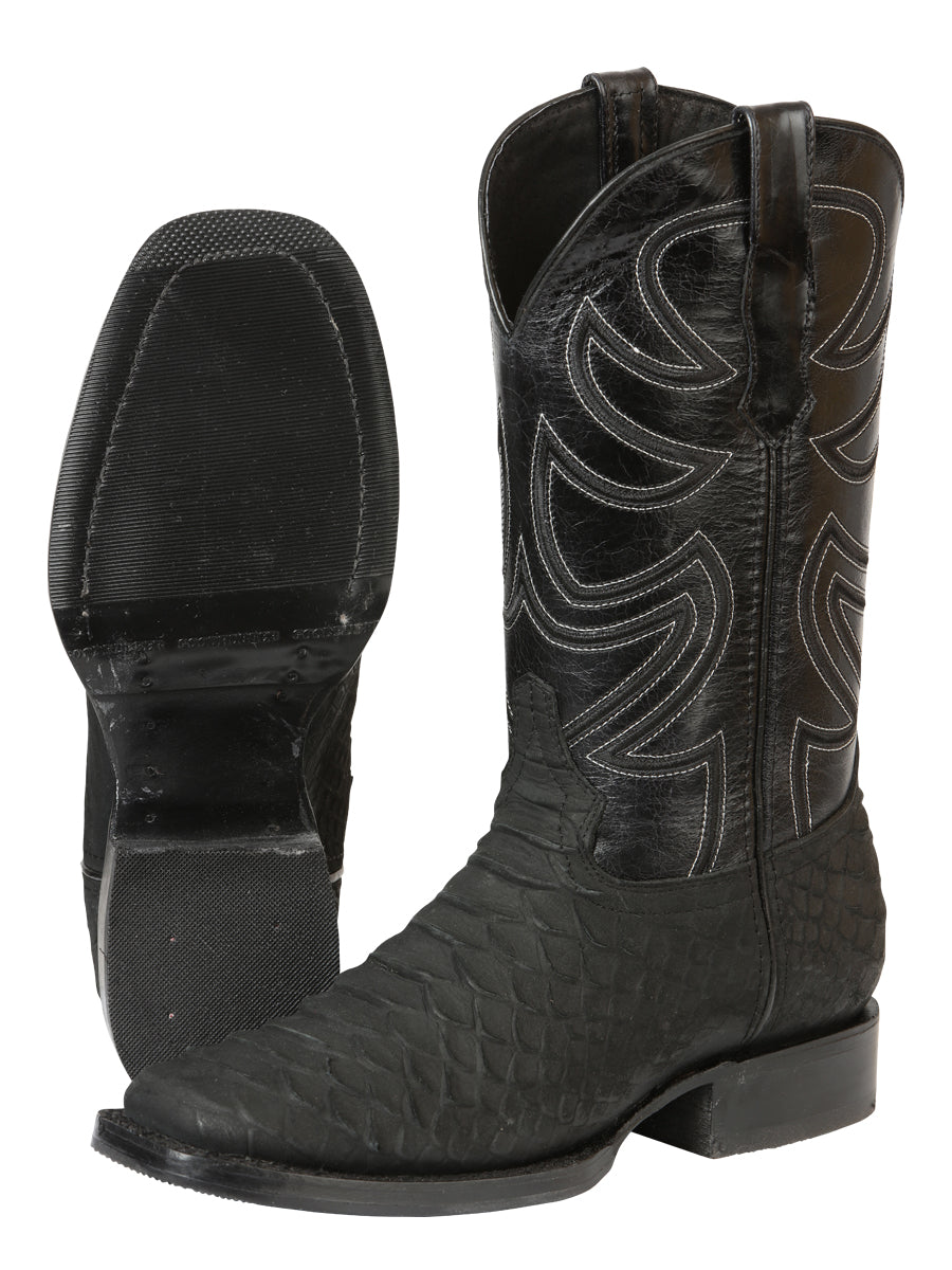 El General Men's Rodeo Boot Imitation Python Black 45561