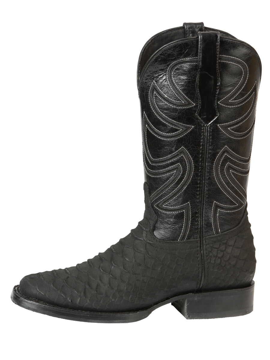 El General Men's Rodeo Boot Imitation Python Black 45561