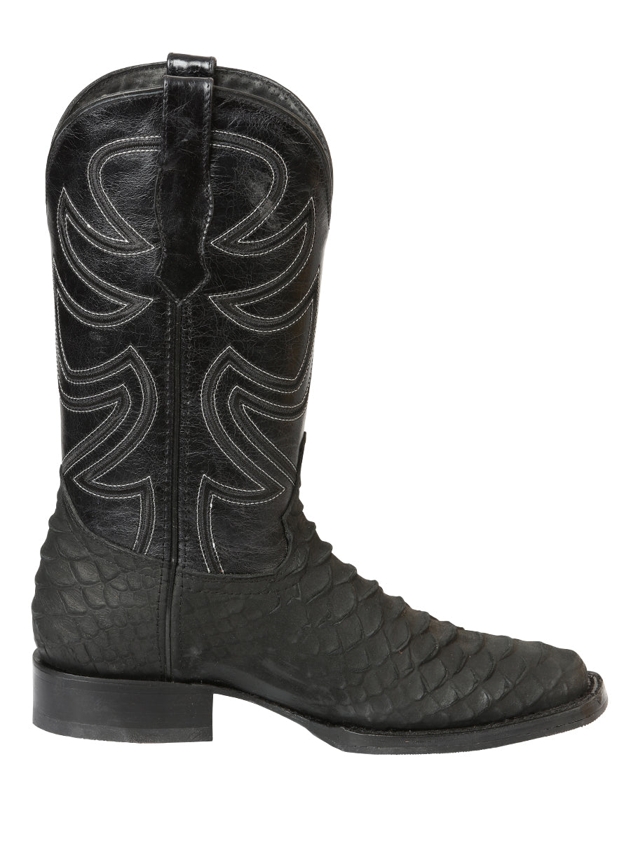 El General Men's Rodeo Boot Imitation Python Black 45561