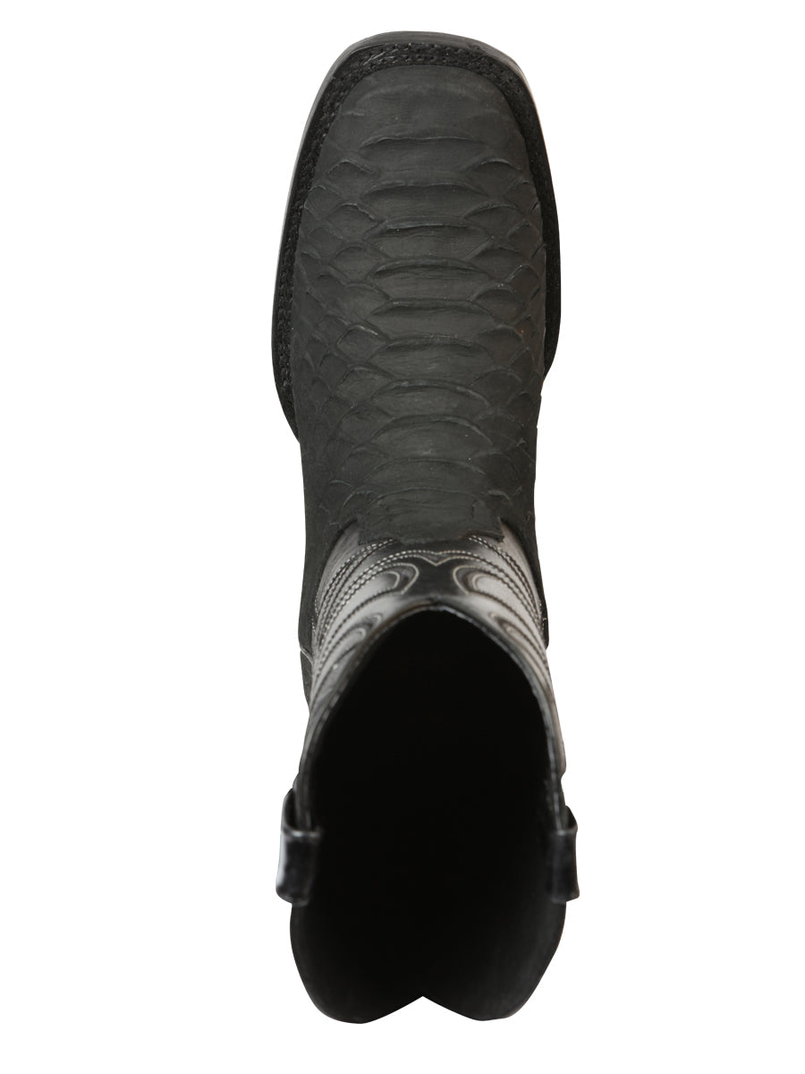 El General Men's Rodeo Boot Imitation Python Black 45561