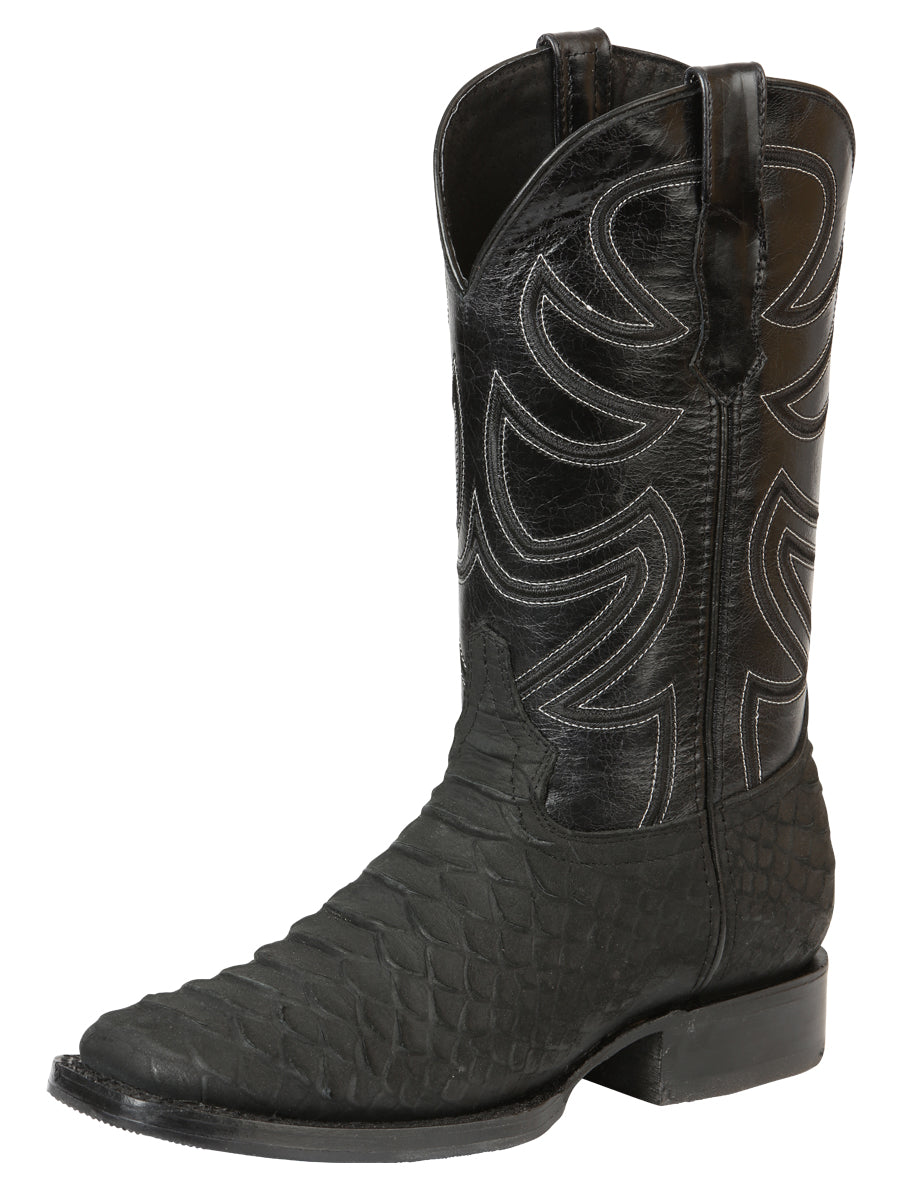El General Men's Rodeo Boot Imitation Python Black 45561
