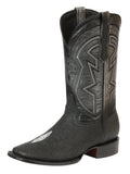 El General Men's Leather Cowboy Boots - Embossed Stingray Print - Black 45566