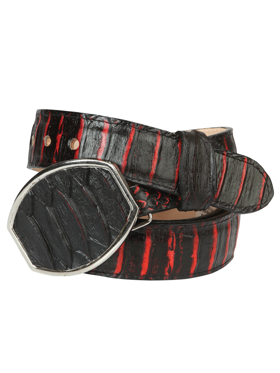 Men’s Western Belt El General Imitation Python - Black/Red 45573