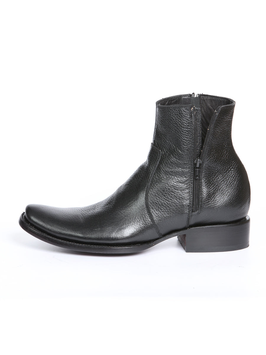 El General Men's Side Zip Ankle Boot - Made in Mexico - Black 45585