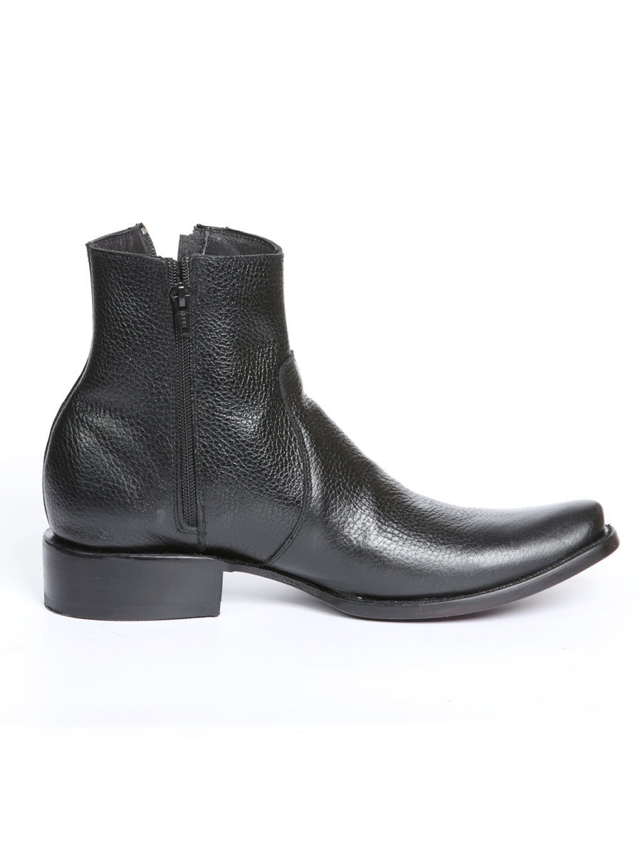 El General Men's Side Zip Ankle Boot - Made in Mexico - Black 45585