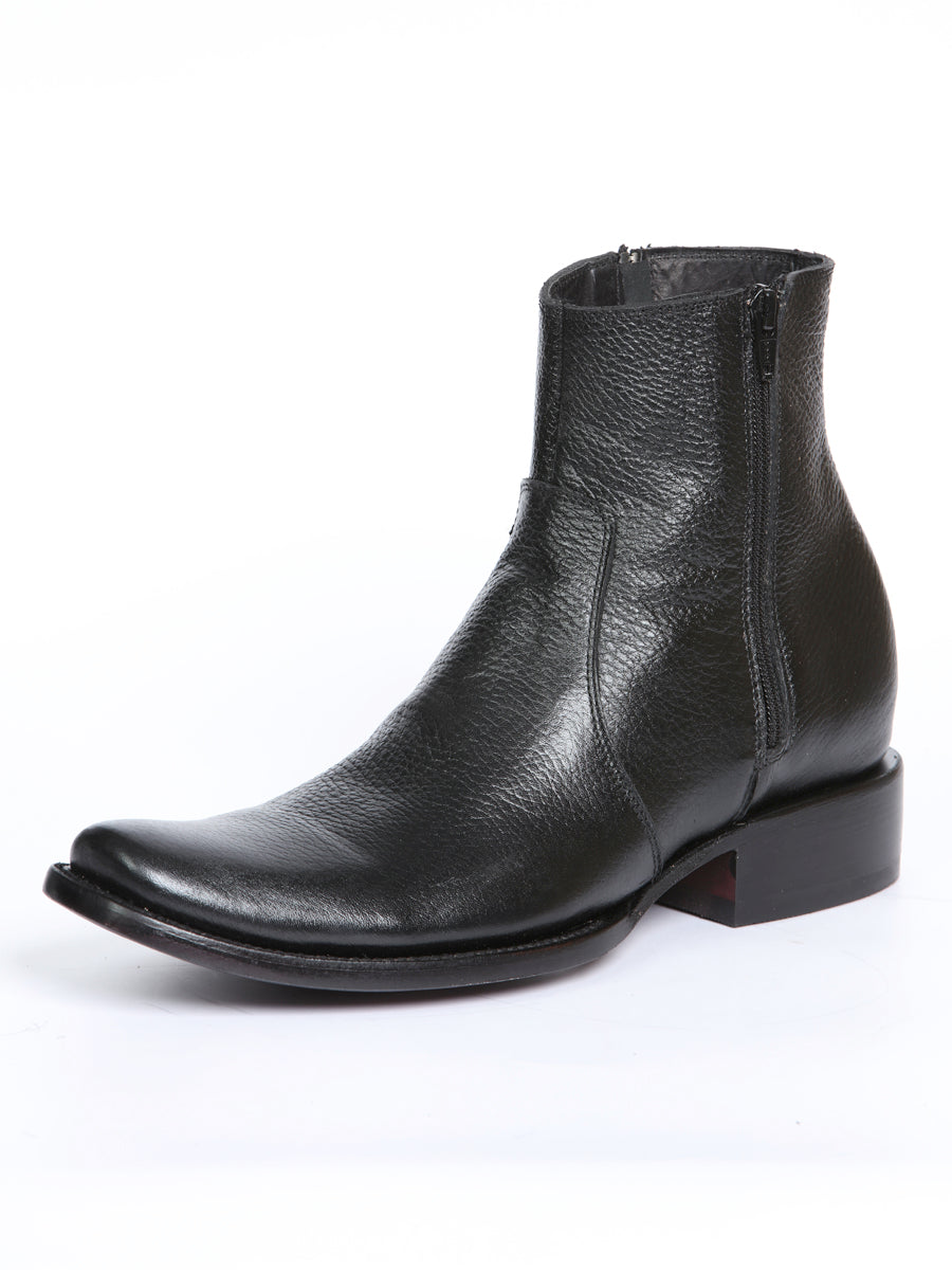 El General Men's Side Zip Ankle Boot - Made in Mexico - Black 45585
