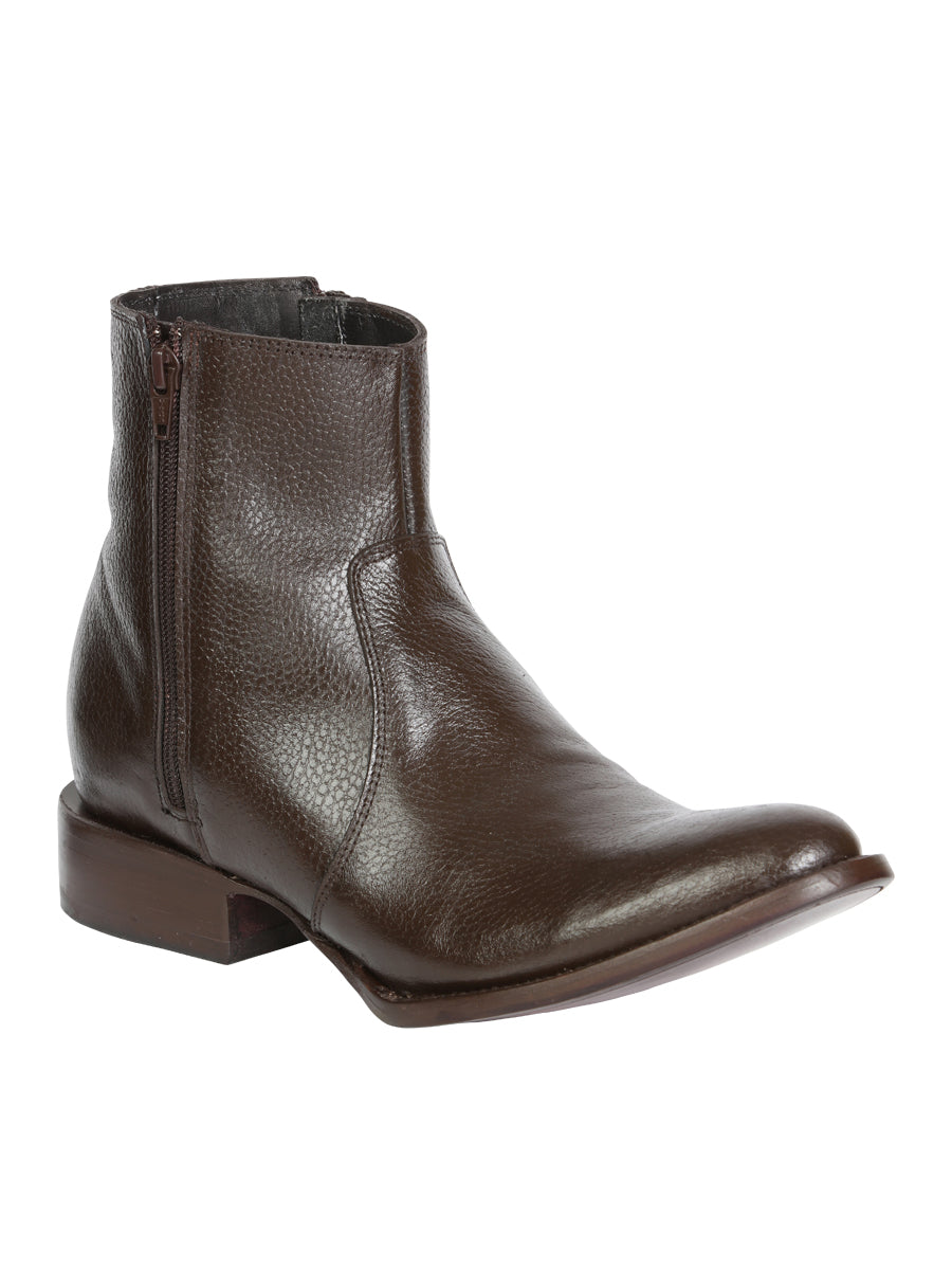 Botín El General para hombre con cremallera lateral y punta redonda - Marrón 45587