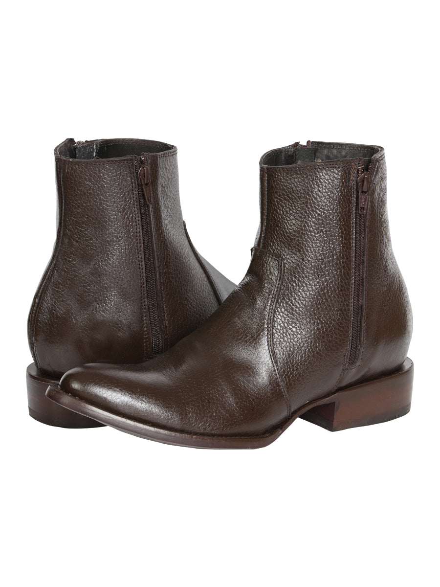 Botín El General para hombre con cremallera lateral y punta redonda - Marrón 45587