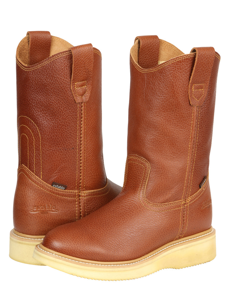 Establo Men's Leather Work Boot - Made in Mexico - Grizzly Honey Oak 45598