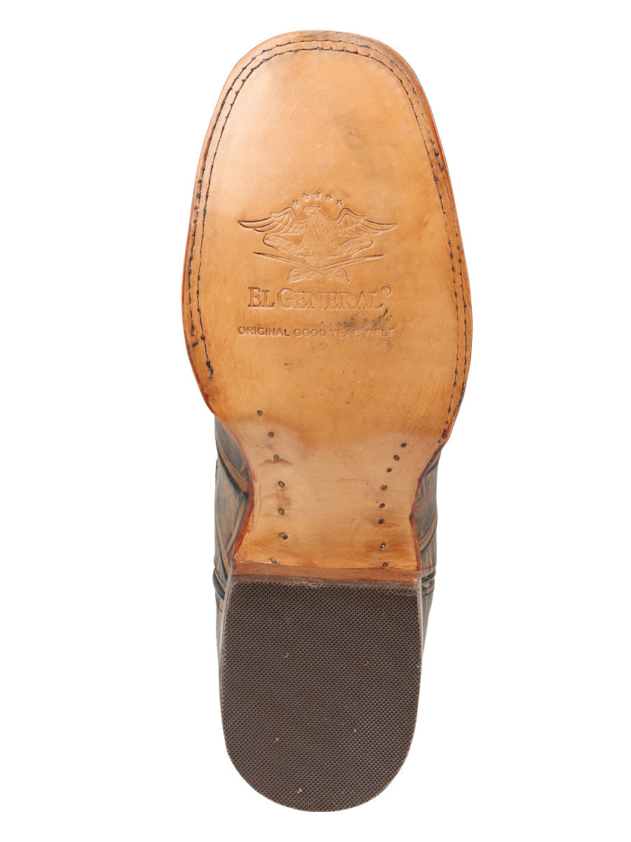El General Men's Leather Cowboy Boot - Alligator Crocodile Print - Tobacco 45663