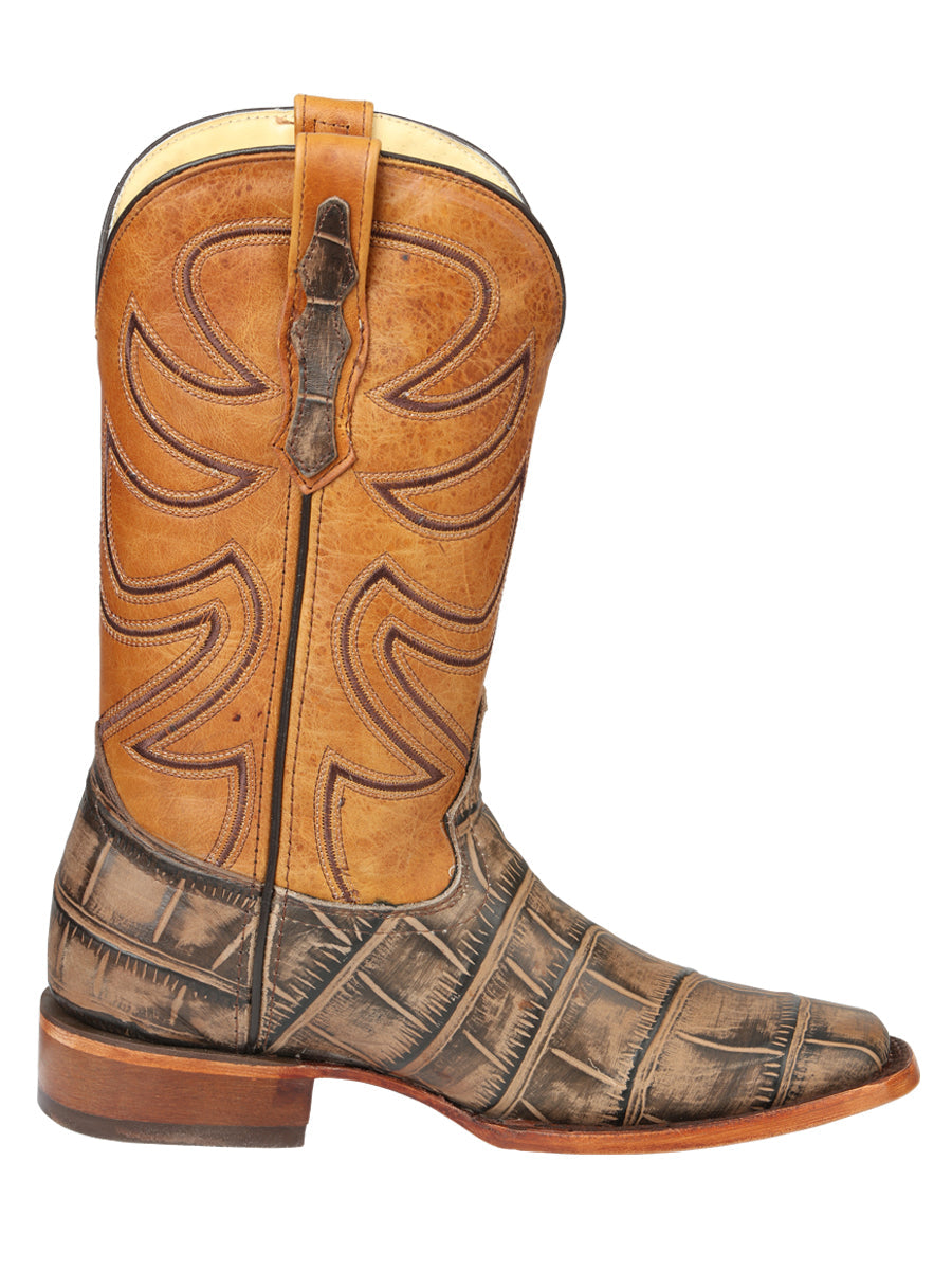 El General Men's Leather Cowboy Boot - Alligator Crocodile Print - Tobacco 45663