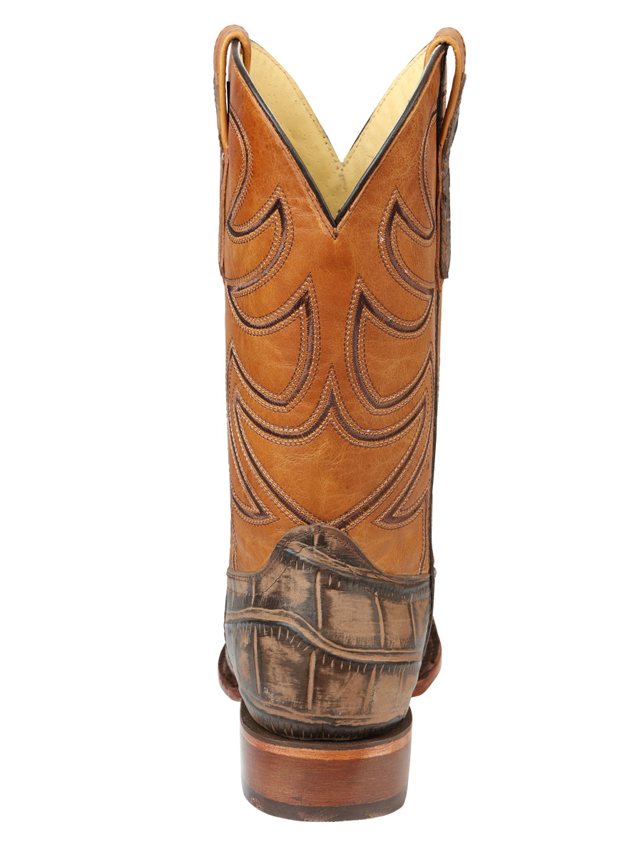El General Men's Leather Cowboy Boot - Alligator Crocodile Print - Tobacco 45663