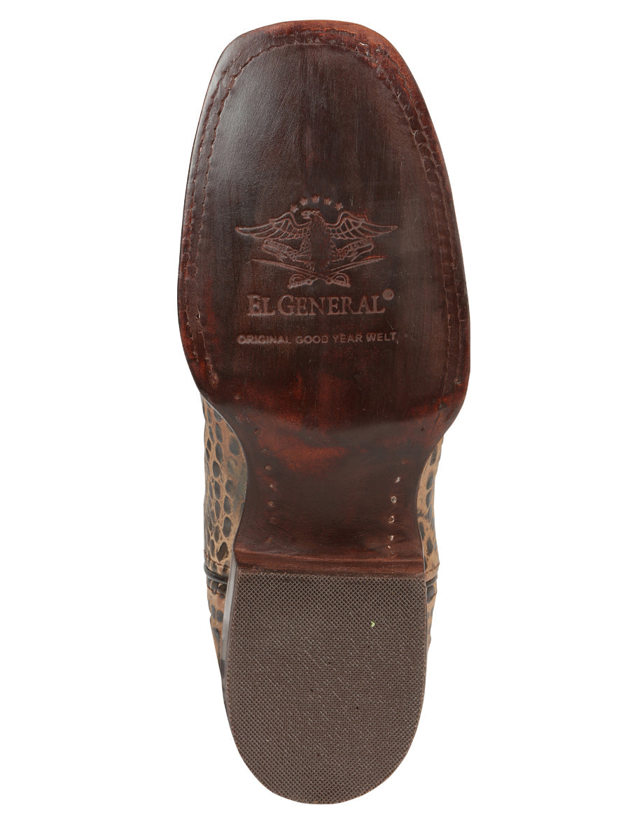 El General Men's Leather Cowboy Boots - Caiman Belly Print - Tobacco 45664