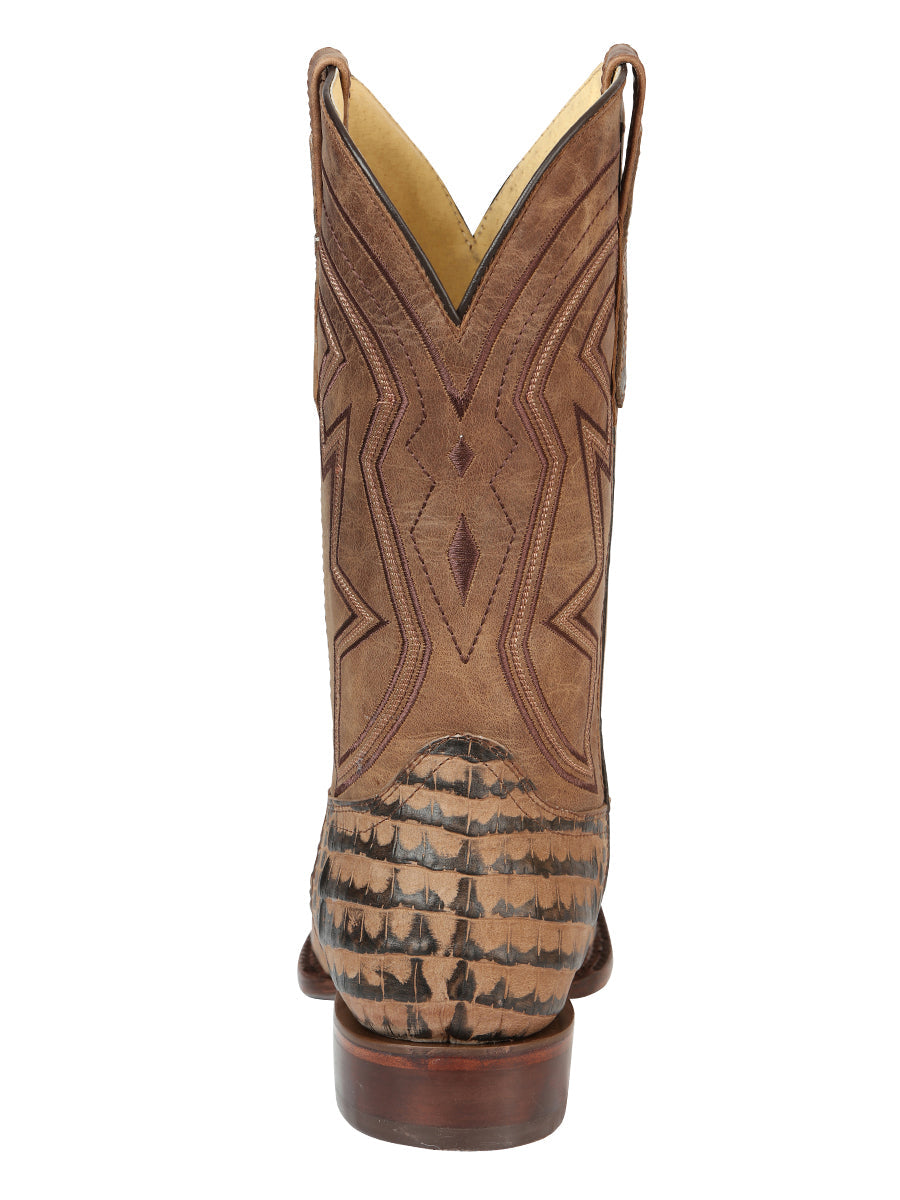 El General Men's Leather Cowboy Boots - Caiman Belly Print - Tobacco 45664