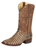 El General Men's Leather Cowboy Boots - Caiman Belly Print - Tobacco 45664