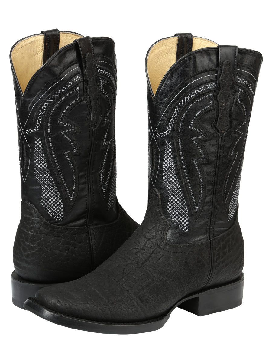 Men's El General Western Boots Bull Shoulder Black 45666