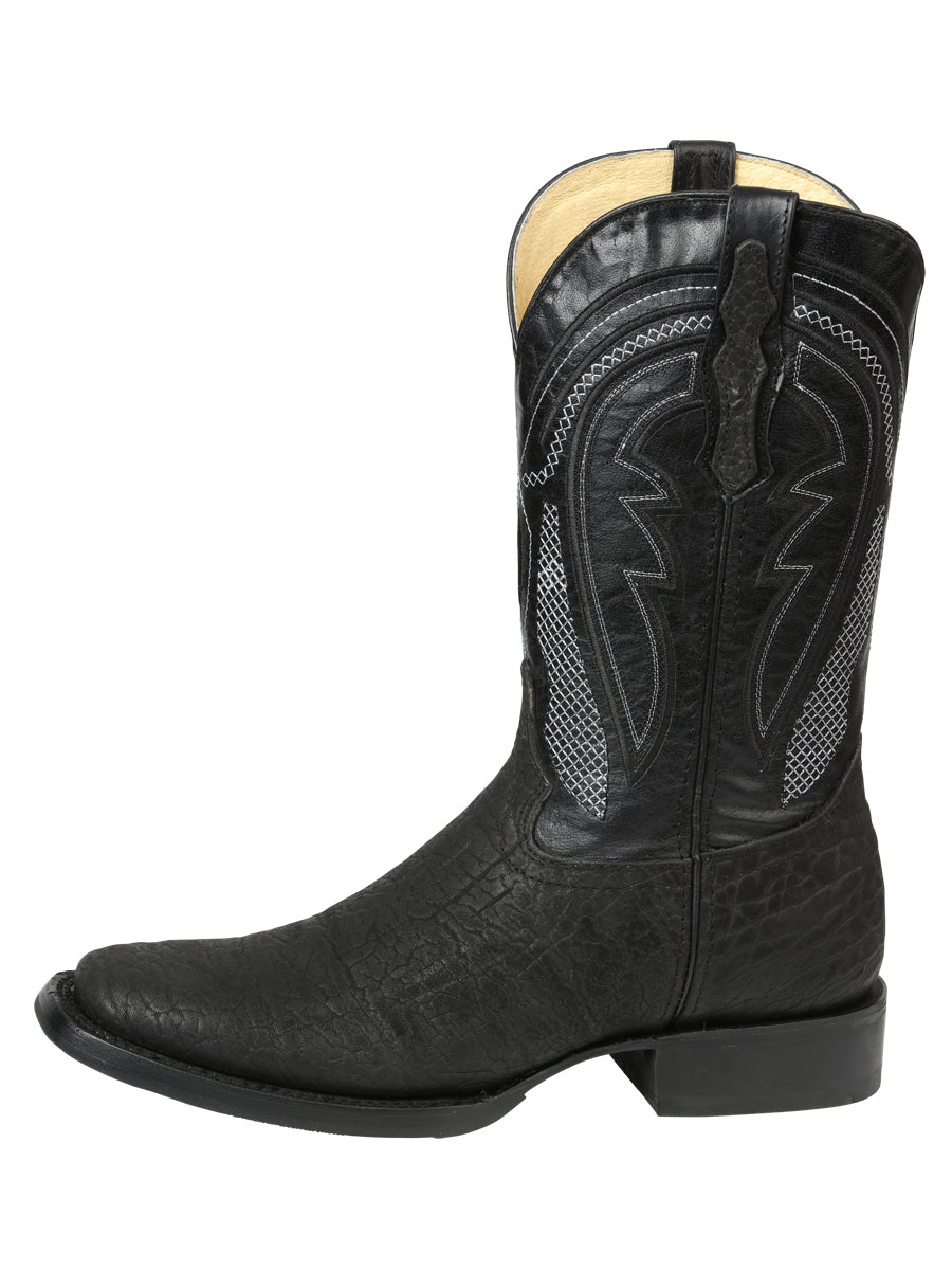 Men's El General Western Boots Bull Shoulder Black 45666