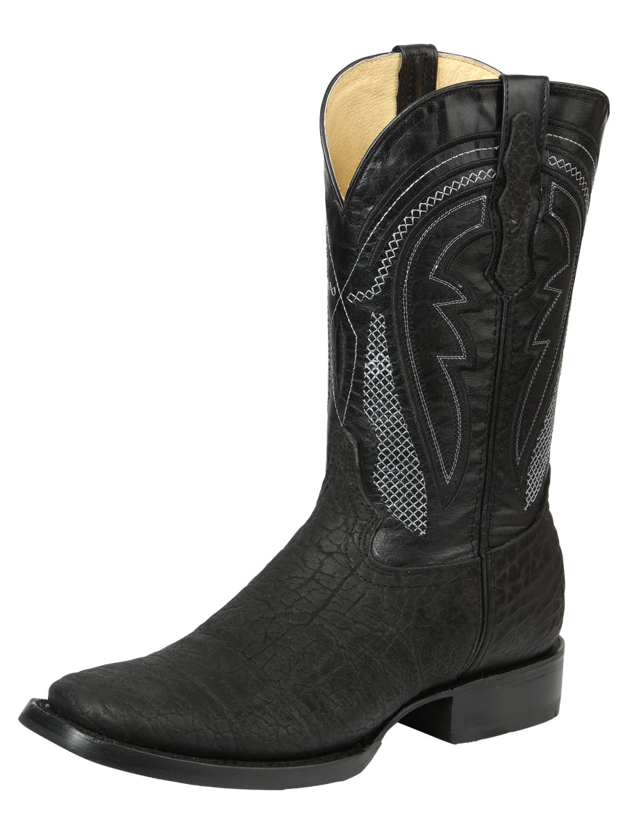 Men's El General Western Boots Bull Shoulder Black 45666