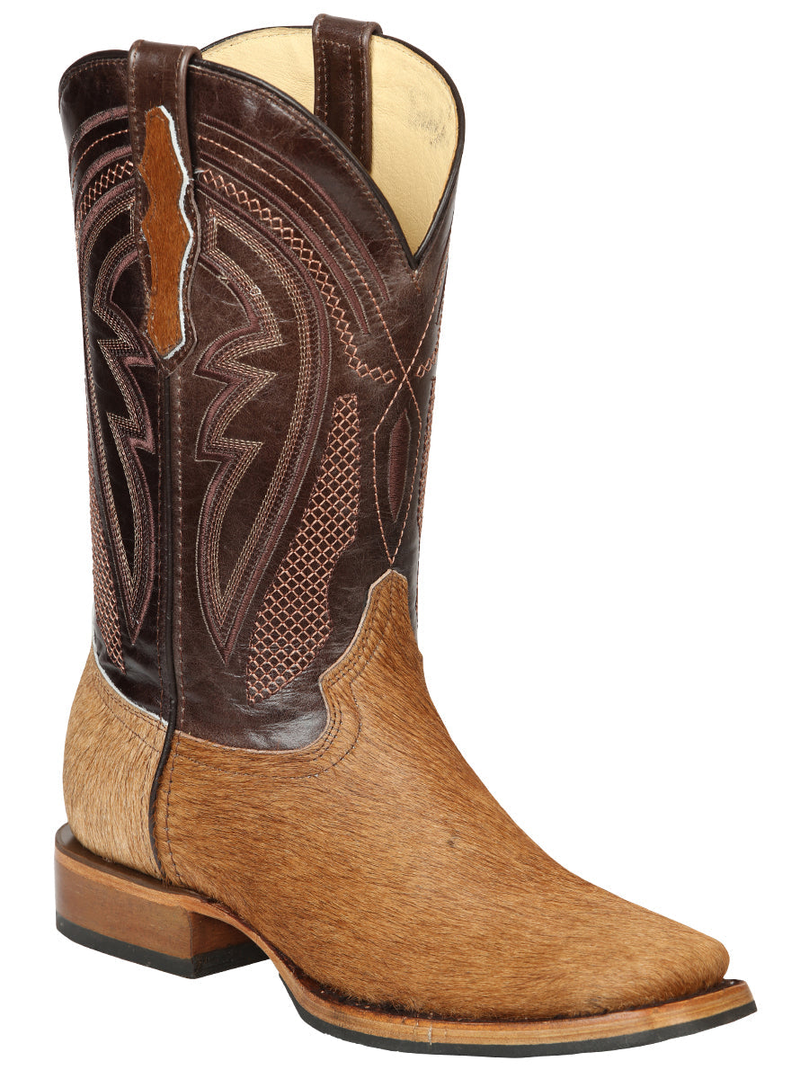 El General Men's Leather Cowboy Boot - Cowhide Honey Brown 45669