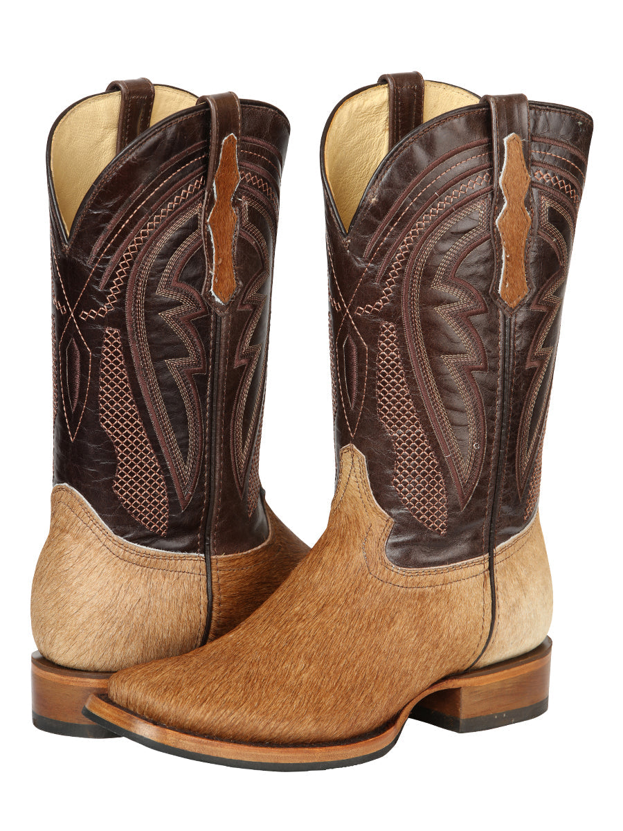El General Men's Leather Cowboy Boot - Cowhide Honey Brown 45669