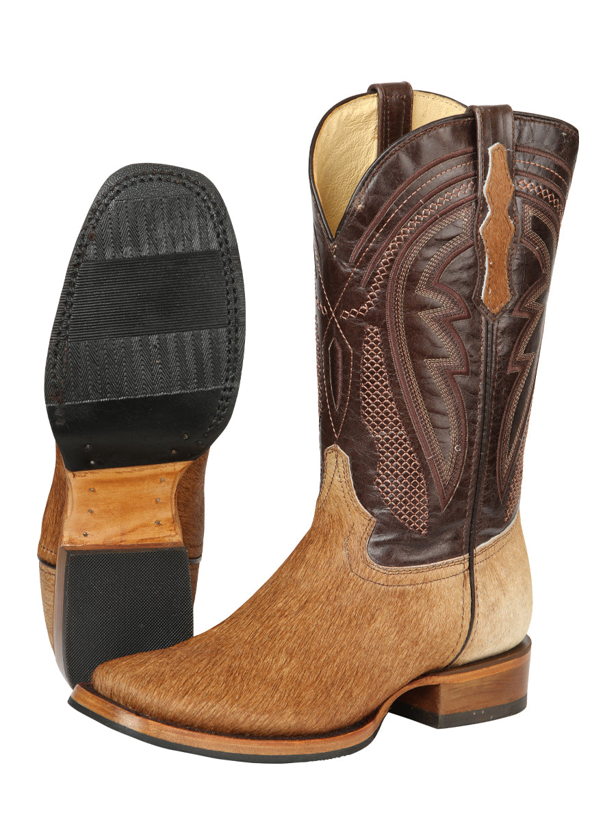El General Men's Leather Cowboy Boot - Cowhide Honey Brown 45669
