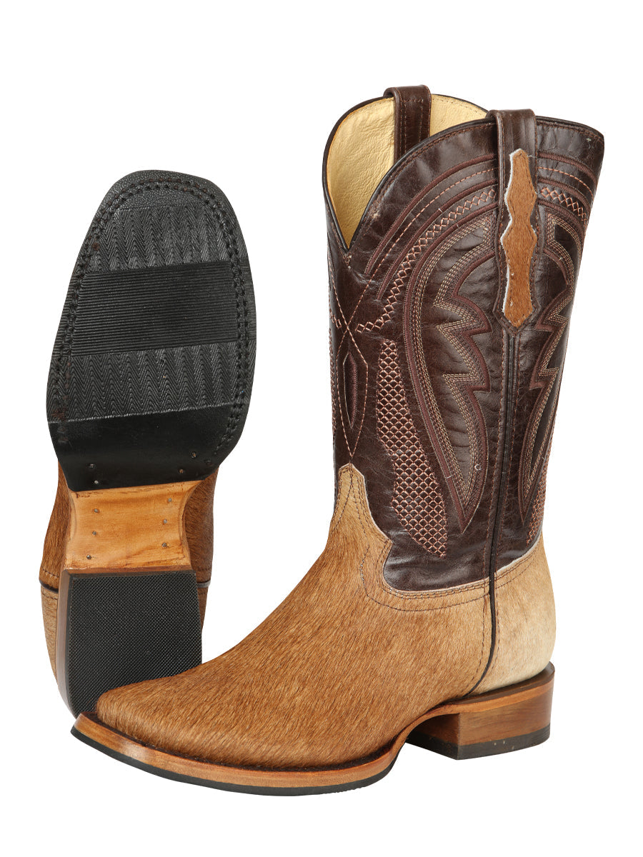 El General Men's Leather Cowboy Boot - Cowhide Honey Brown 45669