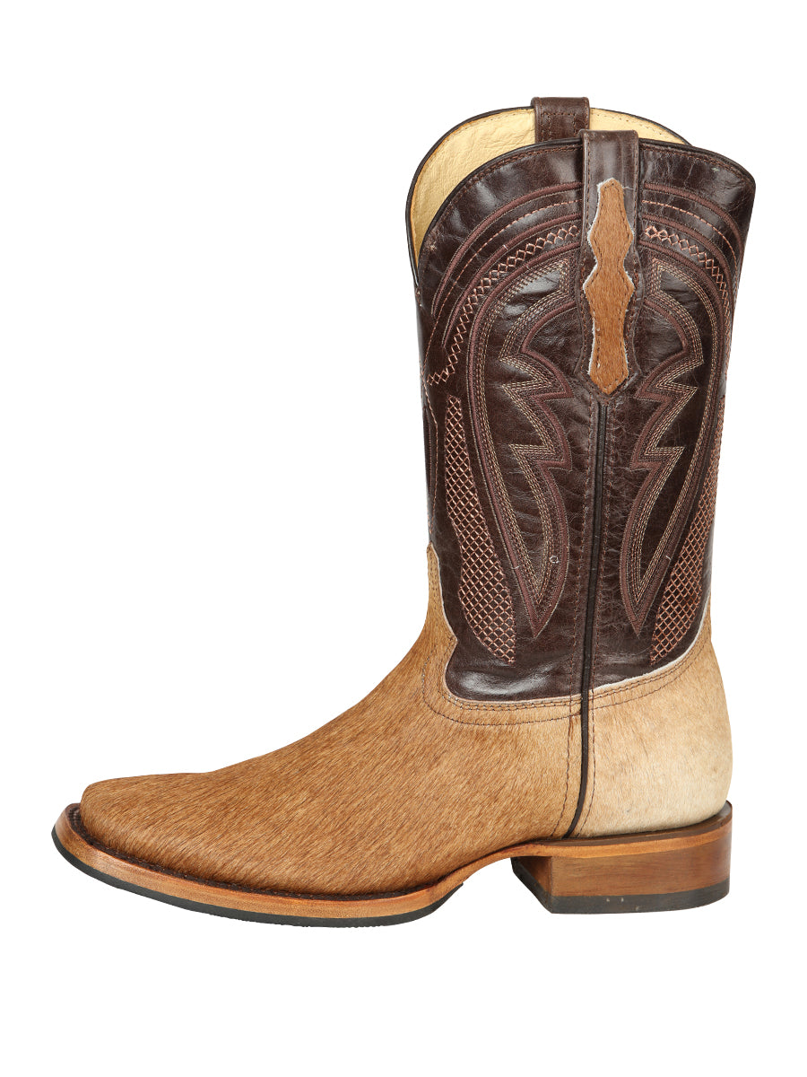 El General Men's Leather Cowboy Boot - Cowhide Honey Brown 45669