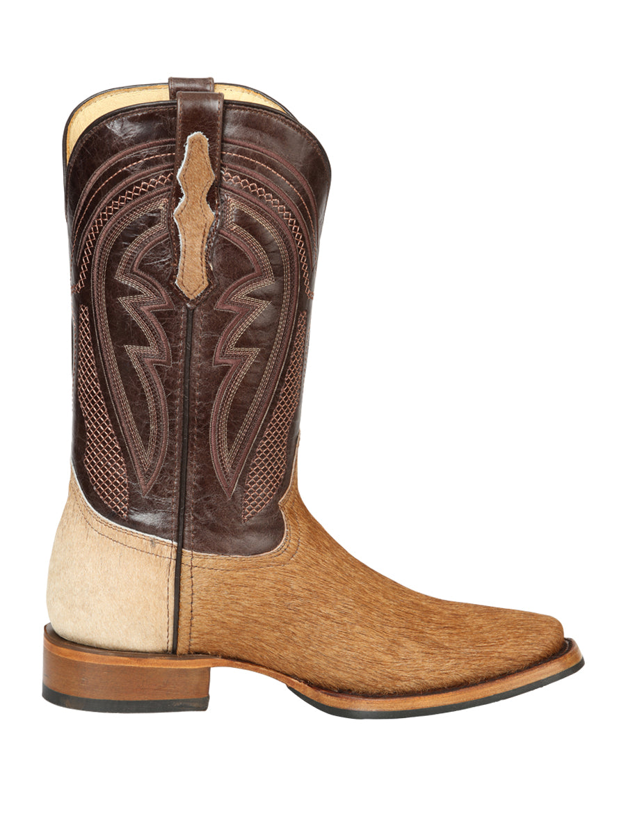 El General Men's Leather Cowboy Boot - Cowhide Honey Brown 45669