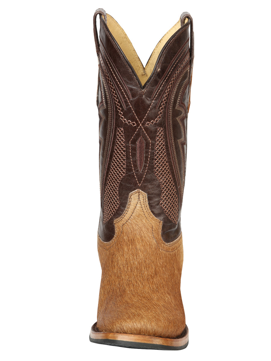 El General Men's Leather Cowboy Boot - Cowhide Honey Brown 45669