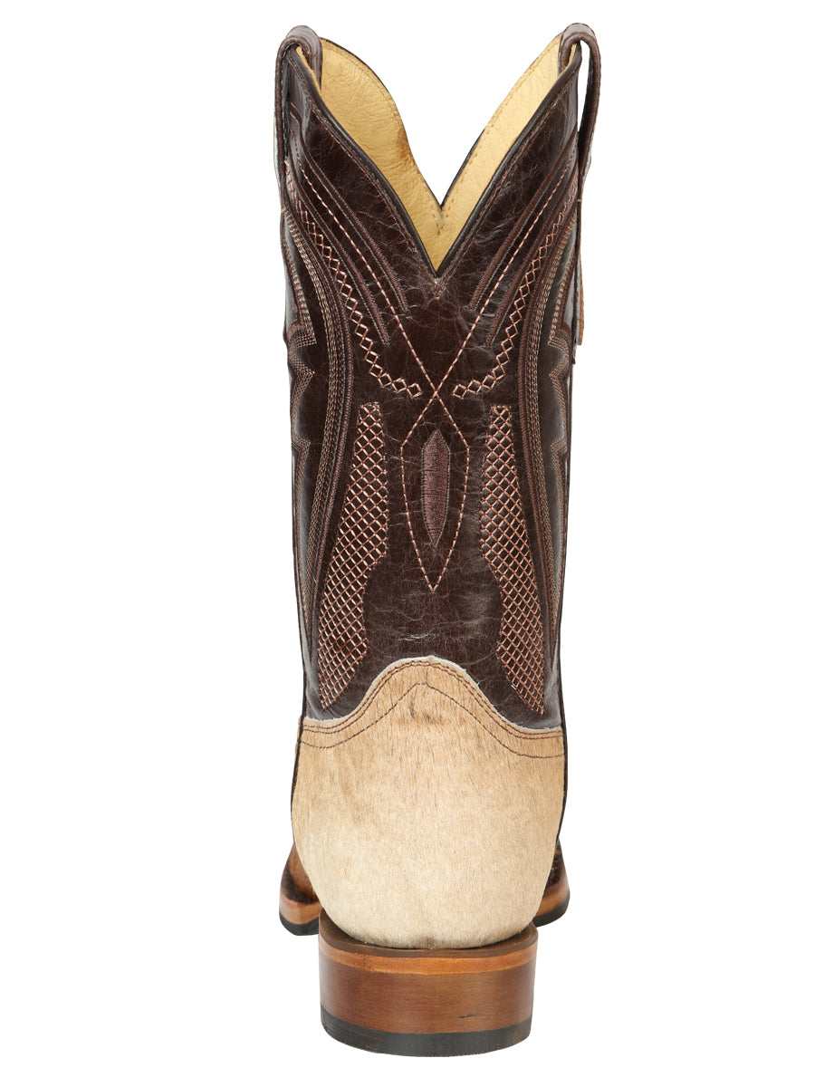 El General Men's Leather Cowboy Boot - Cowhide Honey Brown 45669